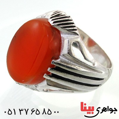 انگشتر عقیق یمنی مردانه درشت دور خطی _کد:12006
