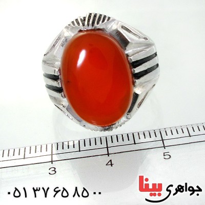 انگشتر عقیق یمنی مردانه درشت دور خطی _کد:12006
