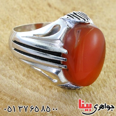 انگشتر عقیق یمنی مردانه درشت دور خطی _کد:12006