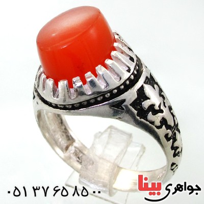 انگشتر عقیق سلیمانی مردانه درشت سیاه قلم _کد:12008