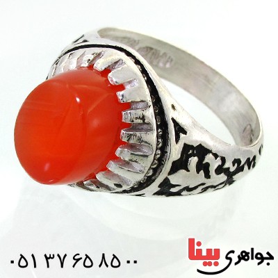 انگشتر عقیق سلیمانی مردانه درشت سیاه قلم _کد:12008