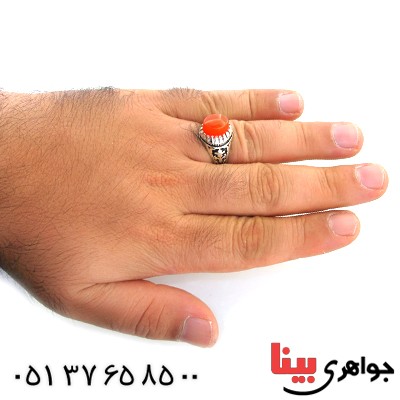 انگشتر عقیق سلیمانی مردانه درشت سیاه قلم _کد:12008