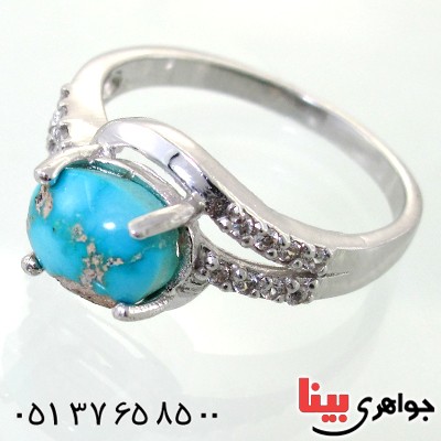 انگشتر فیروزه نیشابوری شجری زنانه رادیوم لوکس مدل نیلا _کد:12010