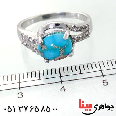 انگشتر فیروزه نیشابوری شجری زنانه رادیوم لوکس مدل نیلا _کد:12010
