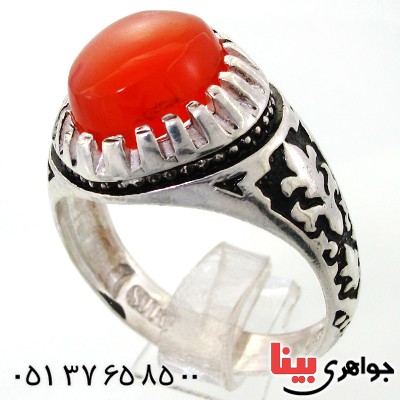 انگشتر عقیق یمنی مردانه درشت سیاه قلم _کد:12011