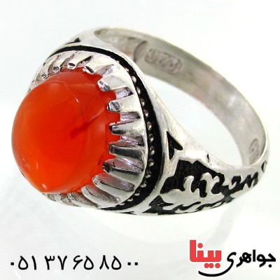 انگشتر عقیق یمنی مردانه درشت سیاه قلم _کد:12011