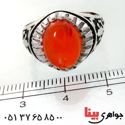 انگشتر عقیق یمنی مردانه درشت سیاه قلم _کد:12011