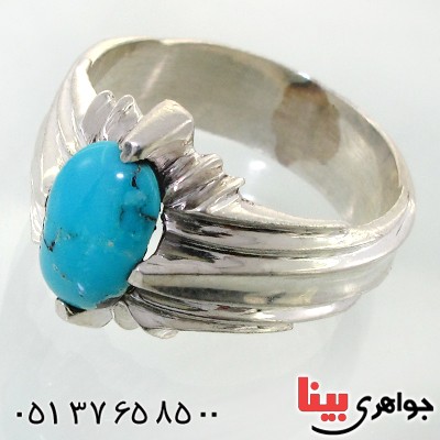 انگشتر فیروزه نیشابوری شجری مردانه درشت فاخر _کد:12013