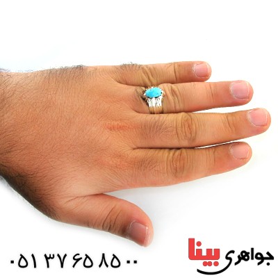 انگشتر فیروزه نیشابوری شجری مردانه درشت فاخر _کد:12013