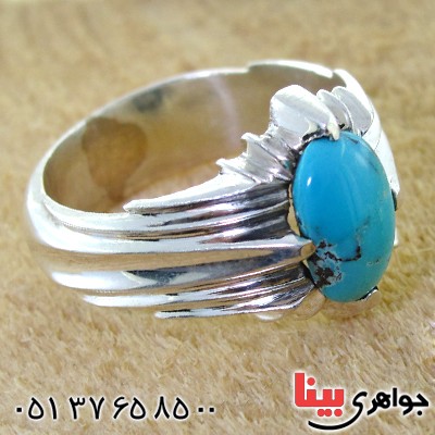 انگشتر فیروزه نیشابوری شجری مردانه درشت فاخر _کد:12013