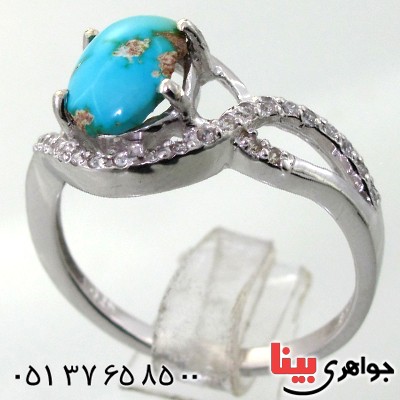 انگشتر فیروزه نیشابوری شجری زنانه رادیوم لوکس مدل سمن _کد:12016
