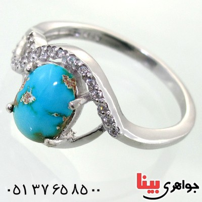 انگشتر فیروزه نیشابوری شجری زنانه رادیوم لوکس مدل سمن _کد:12016