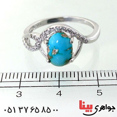 انگشتر فیروزه نیشابوری شجری زنانه رادیوم لوکس مدل سمن _کد:12016