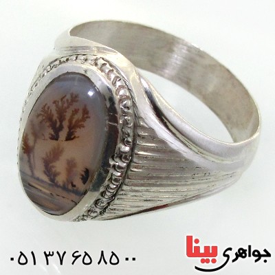 انگشتر عقیق شجری مردانه کلاسیک شیاردار _کد:12021