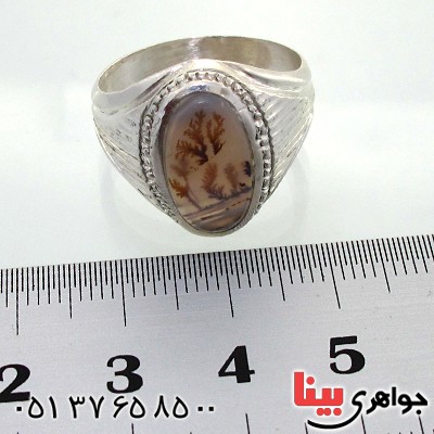 انگشتر عقیق شجری مردانه کلاسیک شیاردار _کد:12021