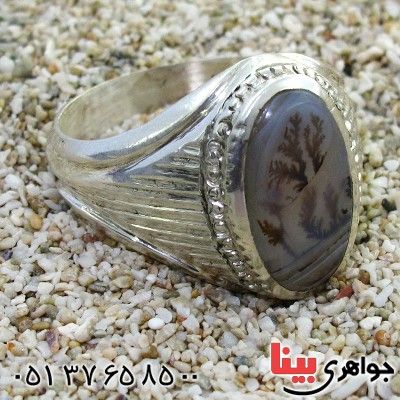 انگشتر عقیق شجری مردانه کلاسیک شیاردار _کد:12021