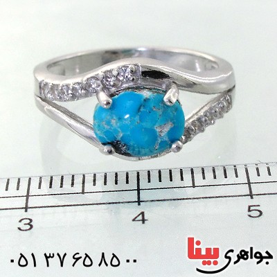 انگشتر فیروزه نیشابوری شجری زنانه رادیوم لوکس مدل رونیکا _کد:12022