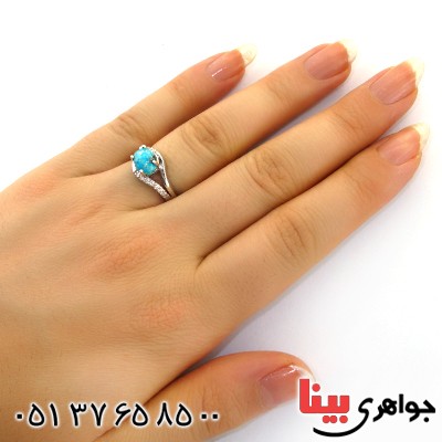 انگشتر فیروزه نیشابوری شجری زنانه رادیوم لوکس مدل رونیکا _کد:12022