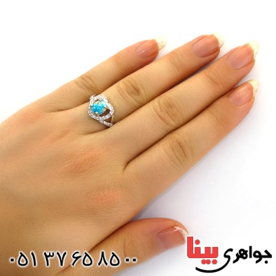 انگشتر فیروزه نیشابوری شجری زنانه رادیوم لوکس مدل قلبی _کد:12026