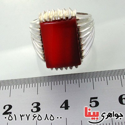 انگشتر عقیق قرمز خراسانی مردانه درشت تک _کد:12027