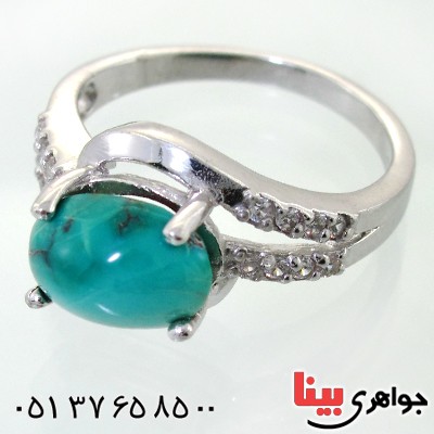 انگشتر فیروزه نیشابوری شجری زنانه رادیوم لوکس مدل نگارین _کد:12028