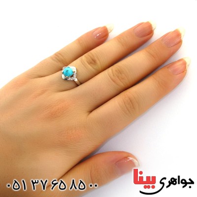 انگشتر فیروزه نیشابوری شجری زنانه رادیم لوکس مدل آوینا _کد:12030