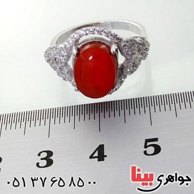 انگشتر عقیق یمنی زنانه رودیوم لوکس مدل سانا _کد:12034