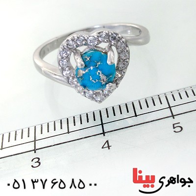 انگشتر فیروزه نیشابوری شجری زنانه رادیوم لوکس مدل قلبی _کد:12036