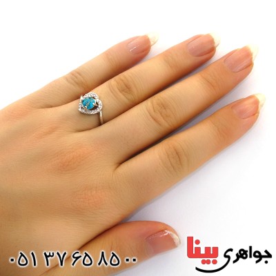 انگشتر فیروزه نیشابوری شجری زنانه رادیوم لوکس مدل قلبی _کد:12036