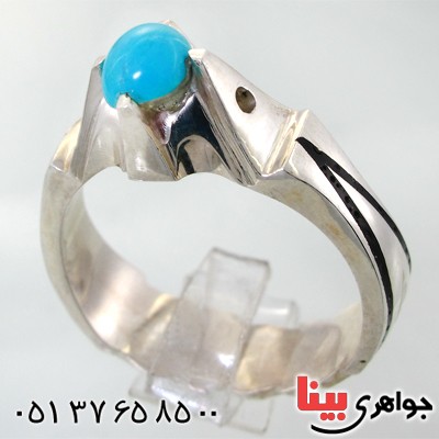 انگشتر فیروزه نیشابوری عجمی مردانه درشت تاپ _کد:1728