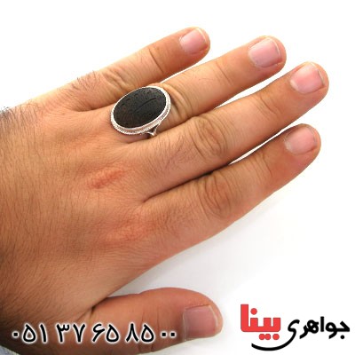 انگشتر عقیق جزع خراسانی مردانه درشت با حکاکی ماشاء الله کبیر جهت رفع مشکلات _کد:12058
