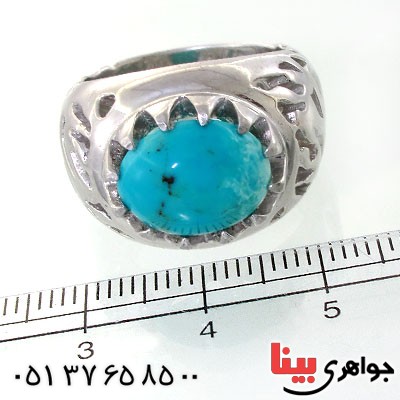 انگشتر فیروزه نیشابوری مردانه درشت اسلیمی مجلسی _کد:1730