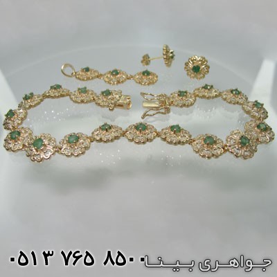 سرویس زمرد سه گل طلائی
