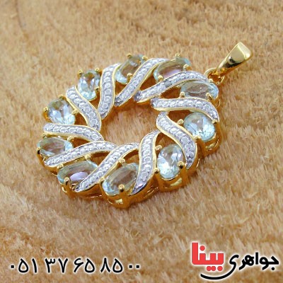 گردنبند توپاز و الماس زنانه مانی ایتالیایی مدل دایانا _کد:12080