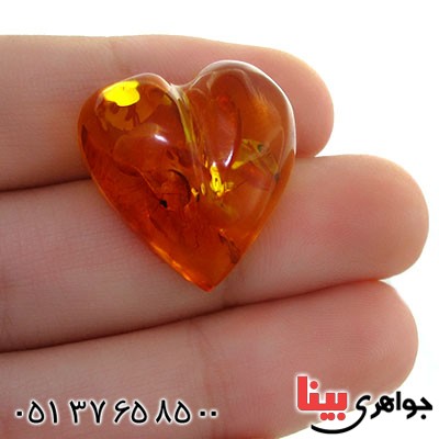 نگین انگشتر کهربا بولونی اصل خوشرنگ درشت قلبی _کد:12081
