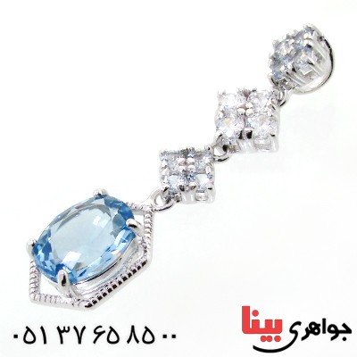 گردنبند آکوآمارین زنانه مانی ایتالیایی مدل آویز _کد:12089