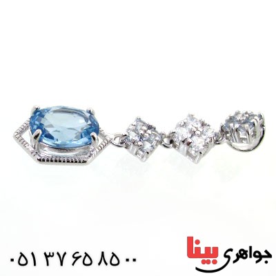 گردنبند آکوآمارین زنانه مانی ایتالیایی مدل آویز _کد:12089