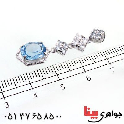گردنبند آکوآمارین زنانه مانی ایتالیایی مدل آویز _کد:12089