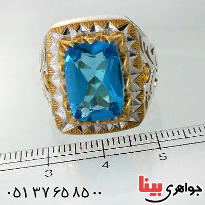 انگشتر توپاز و سیترین مردانه درشت اسلیمی فاخر و باشکوه _کد:1731