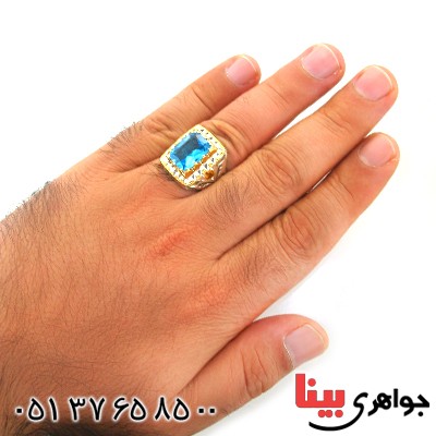 انگشتر توپاز و سیترین مردانه درشت اسلیمی فاخر و باشکوه _کد:1731