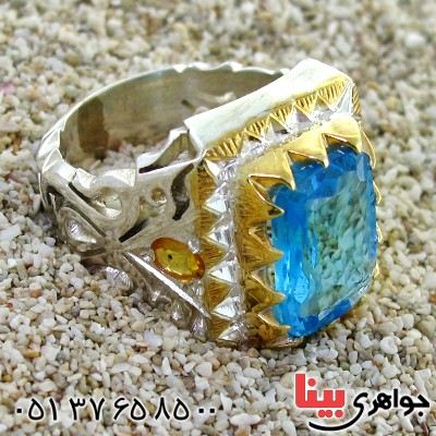 انگشتر توپاز و سیترین مردانه درشت اسلیمی فاخر و باشکوه _کد:1731