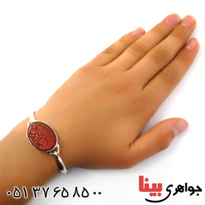 دستبند عقیق قرمز با حکاکی یا ابا صالح المهدی ویژه محرم _کد:12095