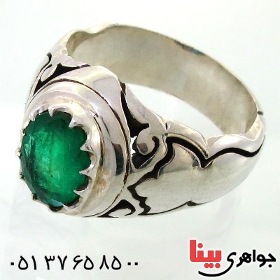 انگشتر زمرد کلمبیا مردانه درشت خاص و اشرافی _کد:1732