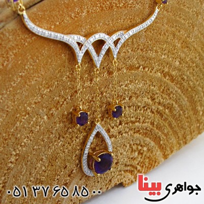 سینه ریز آمتیست و الماس زنانه مانی ایتالیایی مدل آرا _کد:12103