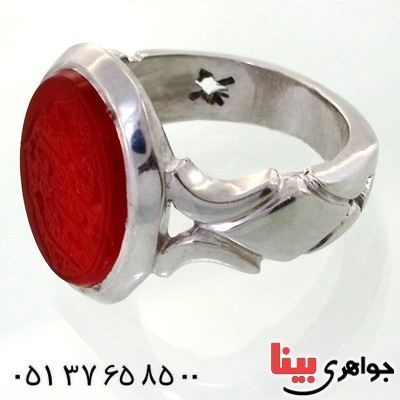 انگشتر عقیق یمنی مردانه درشت با حکاکی یا حیّ یا قیوّم خط احمد_کد:1733