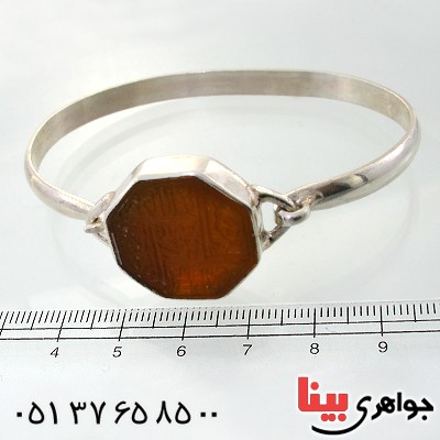 دستبند عقیق شرف الشمس درشت سنتی با حکاکی خط قریش _کد:1734