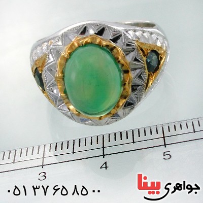 انگشتر اوپال آفریقا و یاقوت کبود مردانه درشت نایاب و شیک _کد:1735