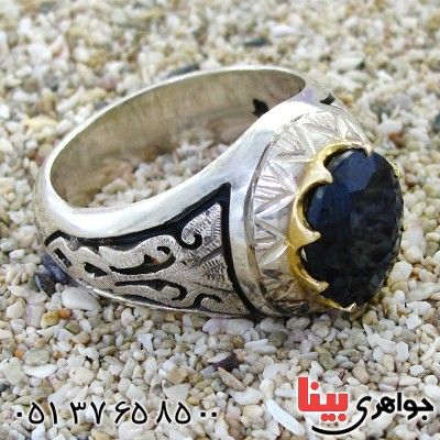انگشتر یاقوت کبود آفریقا مردانه درشت فاخر _کد:1737