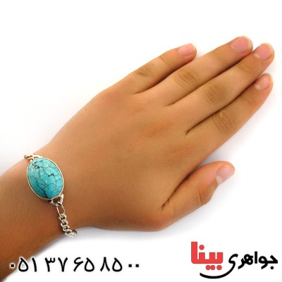 دستبند فیروزه نیشابوری عالی سنتی درشت و فاخر _کد:1738