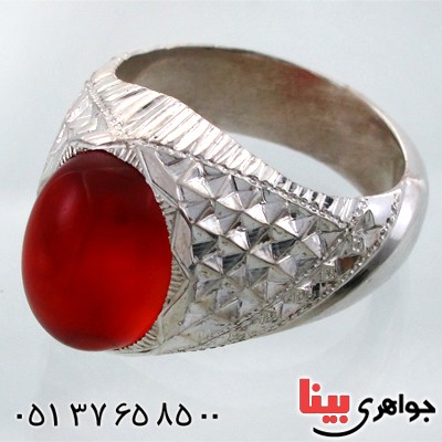 انگشتر عقیق یمنی مردانه درشت خاص و برجسته _کد:1739